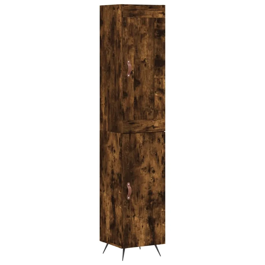 Buffet haut Chêne fumé 34,5x34x180 cm Bois d'ingénierie - 2