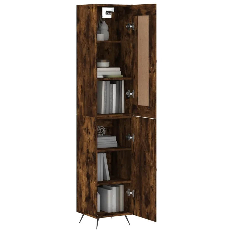 Buffet haut Chêne fumé 34,5x34x180 cm Bois d'ingénierie - 3