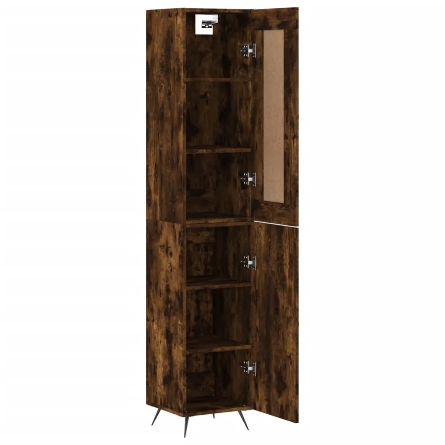 Buffet haut Chêne fumé 34,5x34x180 cm Bois d'ingénierie - 4