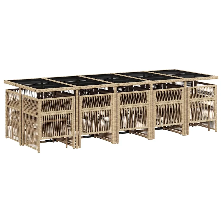 Ensemble à manger de jardin et coussins 15 pcs mélange beige - 3