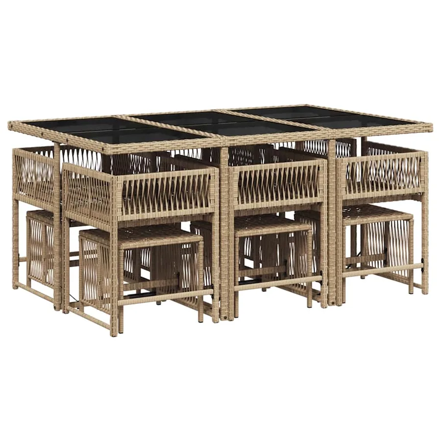 Ensemble à manger de jardin et coussins 11 pcs mélange beige - 3