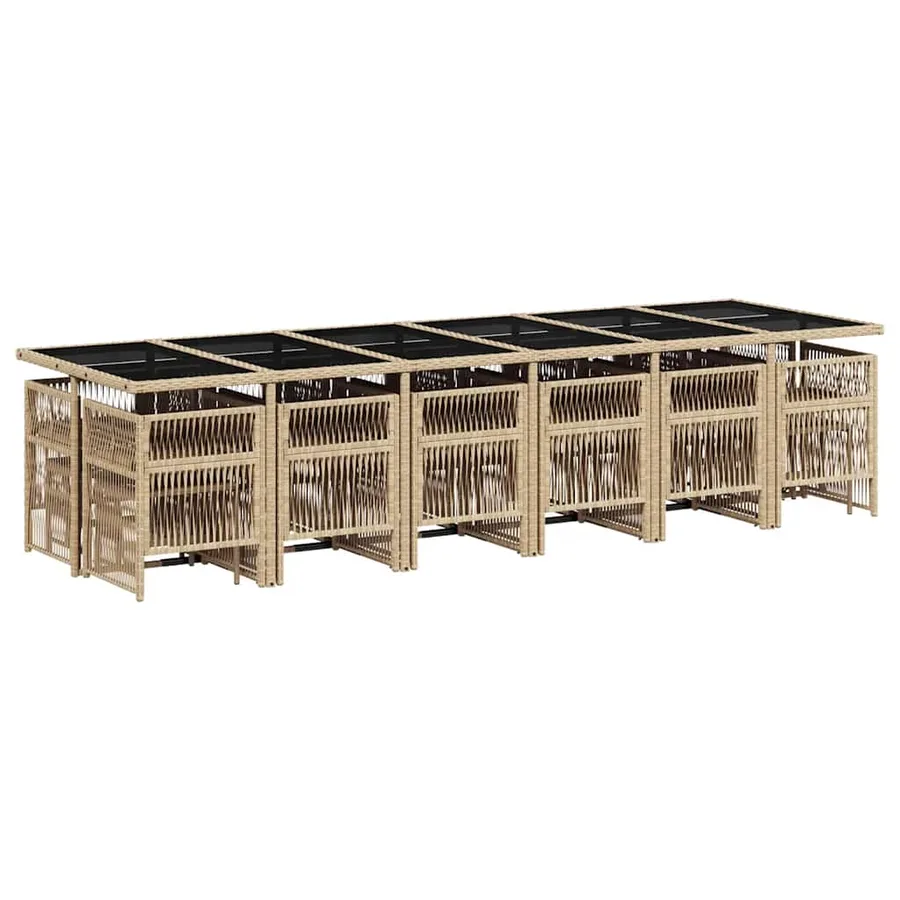 Ensemble à manger de jardin et coussins 17 pcs mélange beige - 3