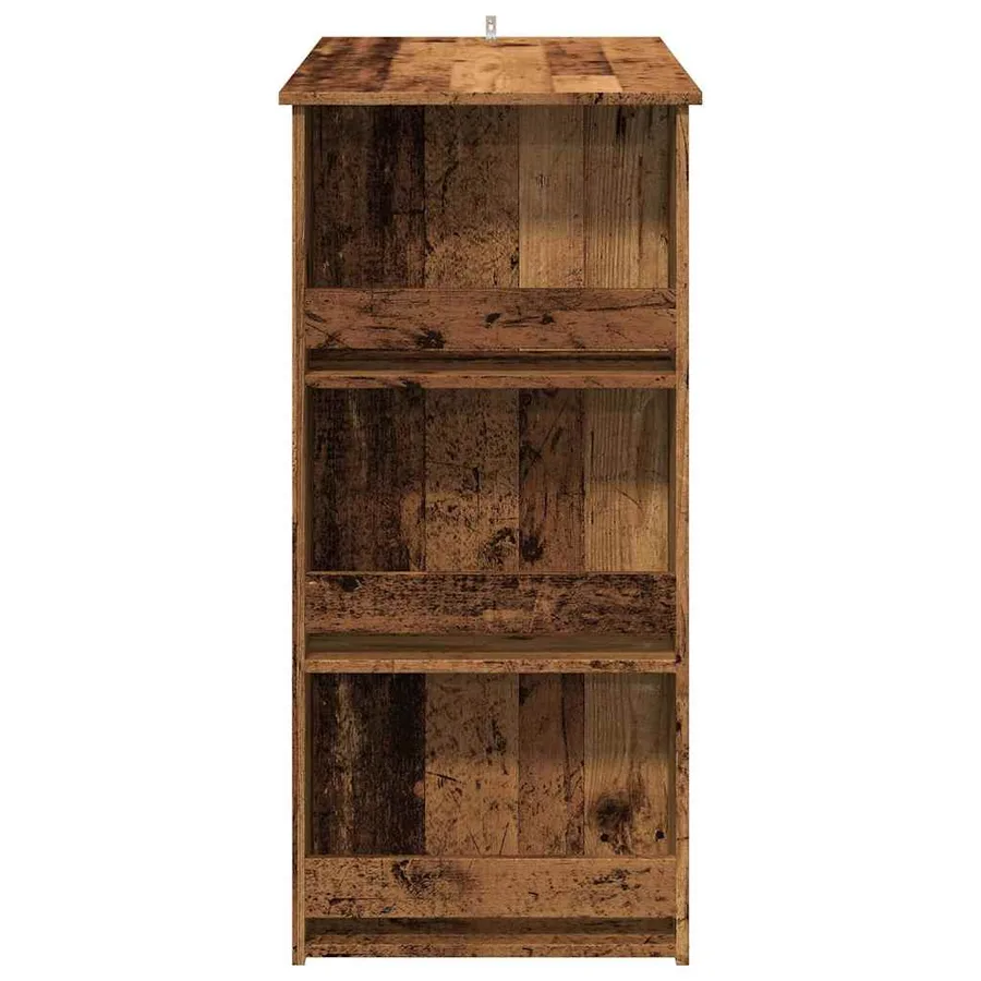 Table de bar et étagère de rangement vieux bois 102x50x103,5 cm - 5