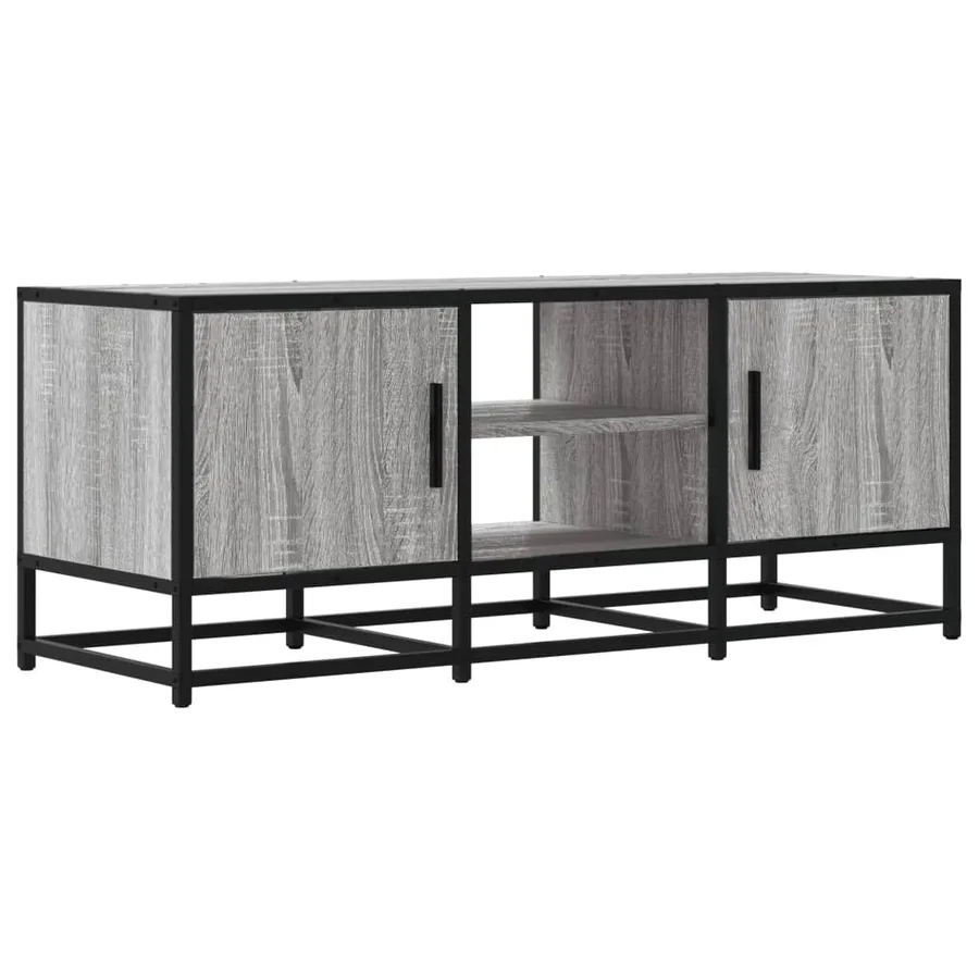 Meuble TV sonoma gris 100x35x41 cm bois d'ingénierie et métal - 2