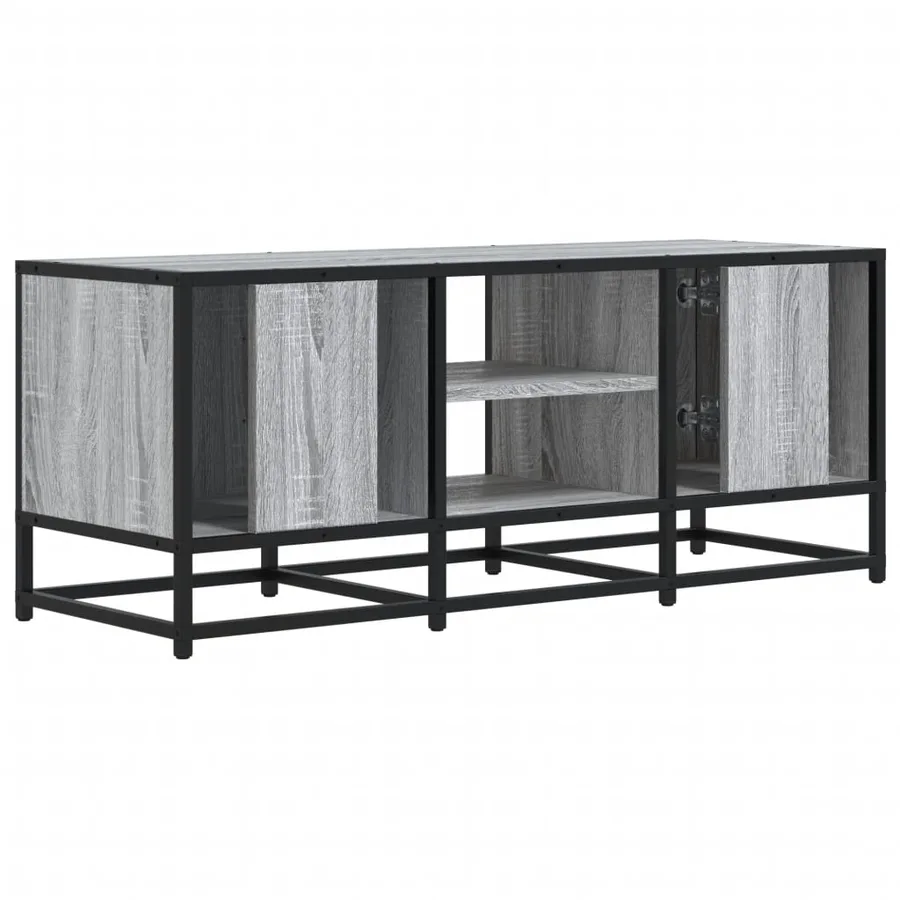 Meuble TV sonoma gris 100x35x41 cm bois d'ingénierie et métal - 6