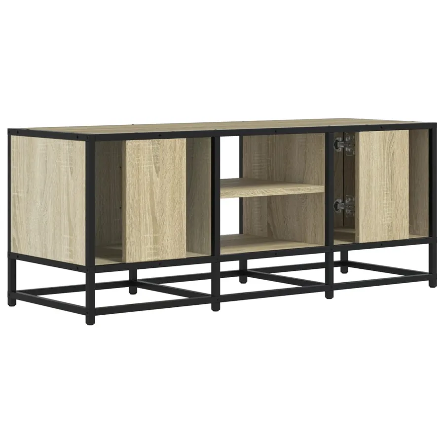 Meuble TV chêne sonoma 100x35x41 cm bois d'ingénierie et métal - 6