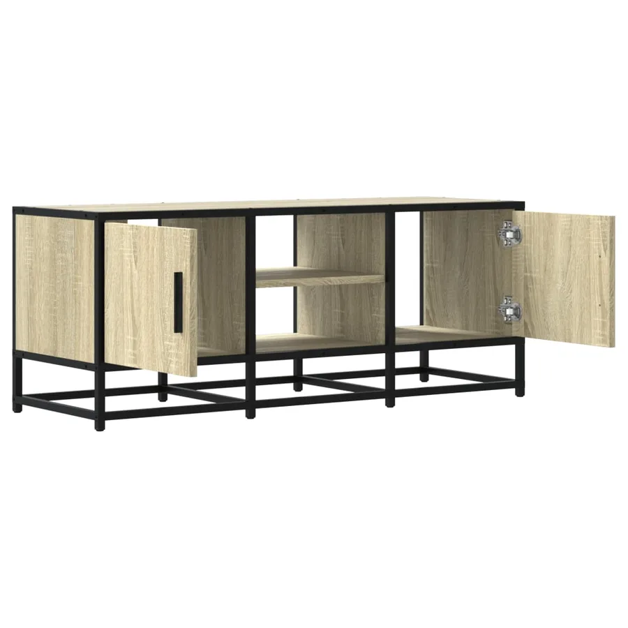 Meuble TV chêne sonoma 100x35x41 cm bois d'ingénierie et métal - 7