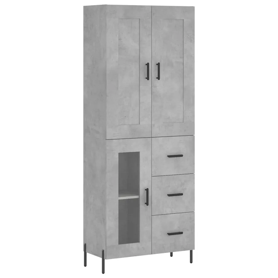 Buffet haut Gris béton 69,5x34x180 cm Bois d'ingénierie - 2