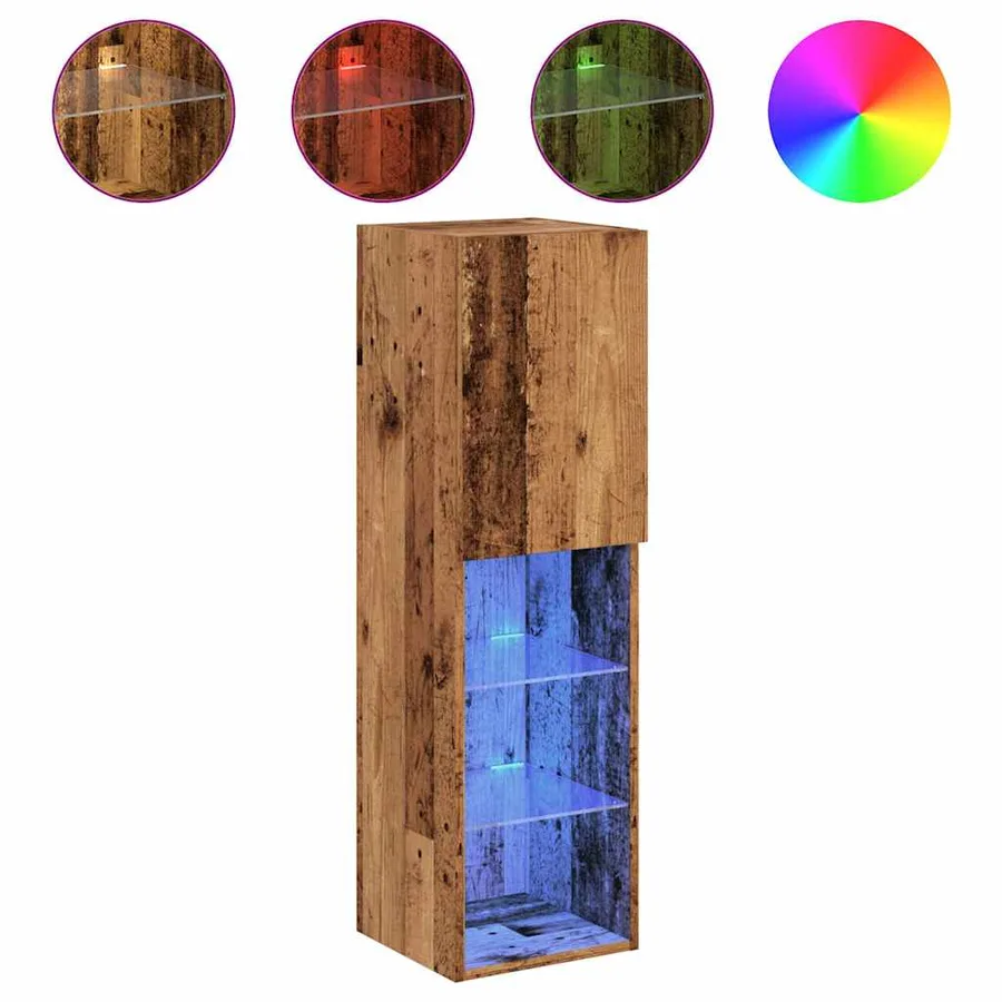 Meubles TV avec lumières LED 2 pcs vieux bois 30,5x30x102 cm - 2