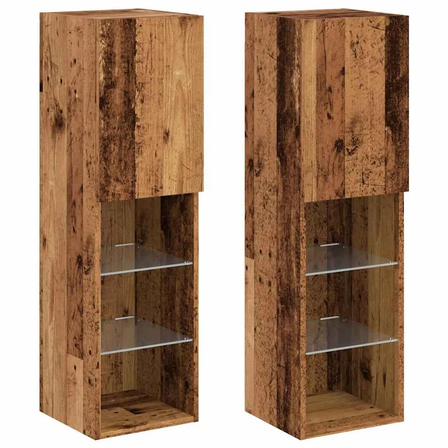 Meubles TV avec lumières LED 2 pcs vieux bois 30,5x30x102 cm - 3