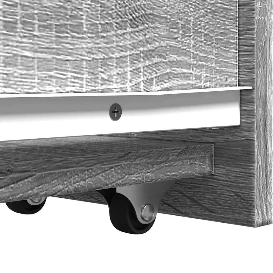 Armoire de salle de bain étroite avec roulettes sonoma gris - 8