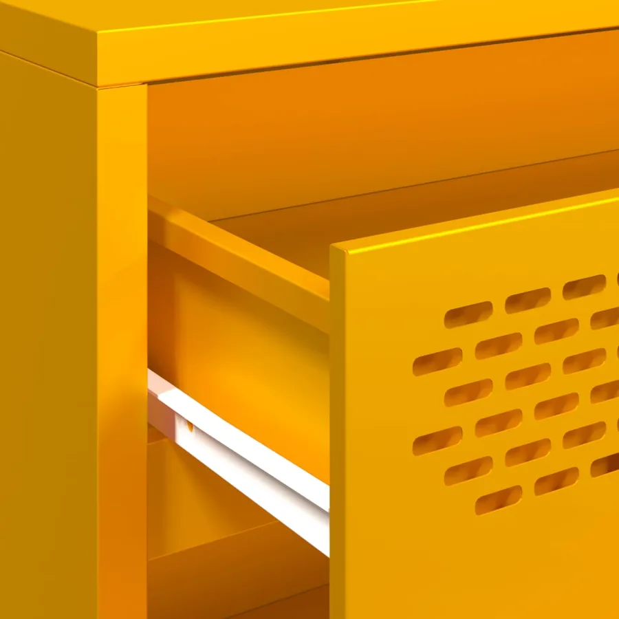 Buffet jaune moutarde 68x39x73,5 cm acier laminé à froid - 9