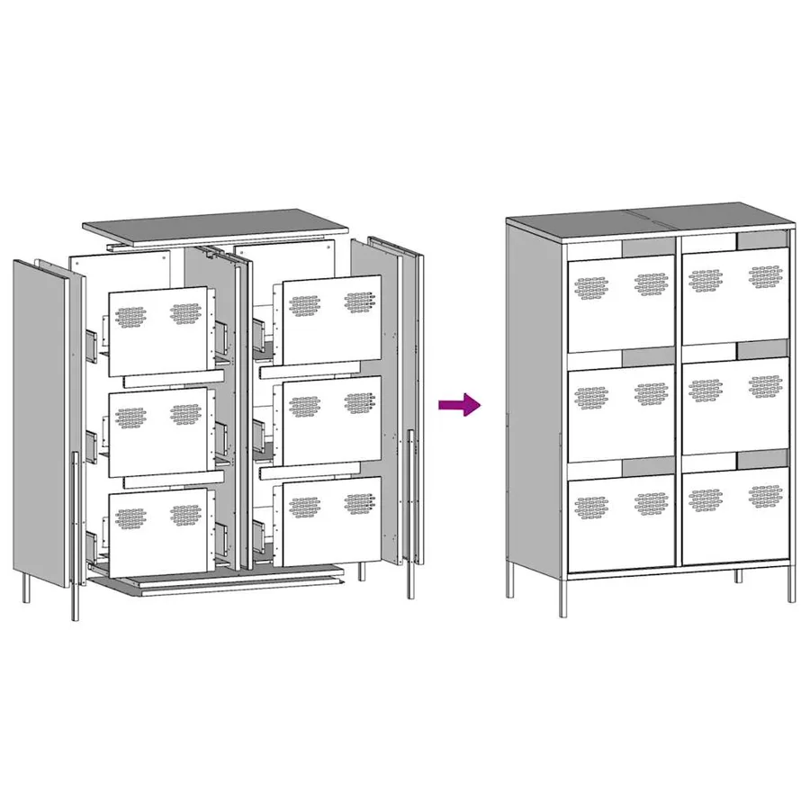 Buffet haut rose 68x39x101,5 cm acier - 11