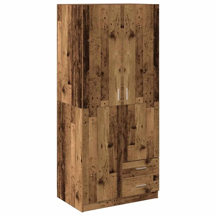 Garde-robe vieux bois 80x52x180 cm bois d'ingénierie - 2