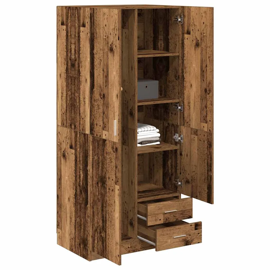 Garde-robe vieux bois 80x52x180 cm bois d'ingénierie - 3