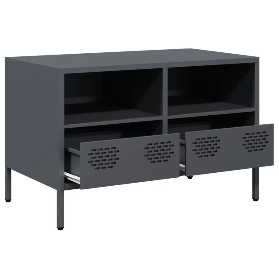Meuble TV anthracite 68x39x43,5 cm acier laminé à froid - 4