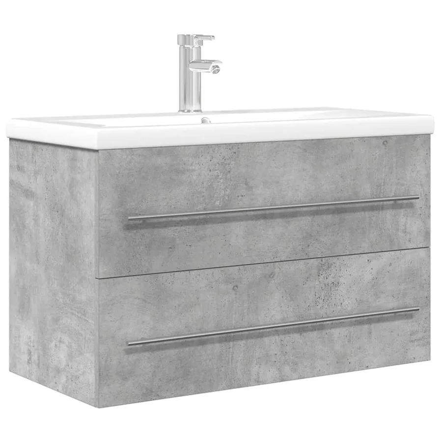Ensemble de meubles de salle de bain 2 pcs gris béton - 2