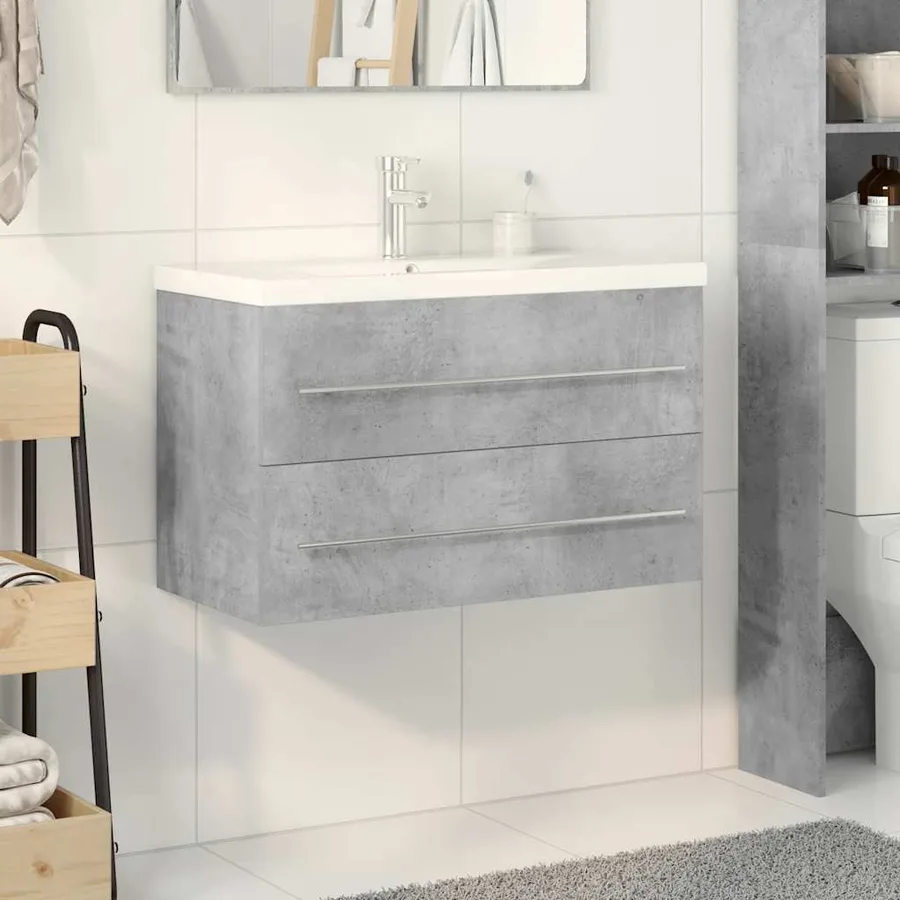 Ensemble de meubles de salle de bain 2 pcs gris béton - 3