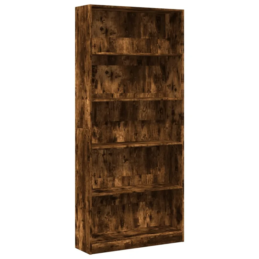 Bibliothèque chêne fumé 80x24x176 cm bois d'ingénierie - 2