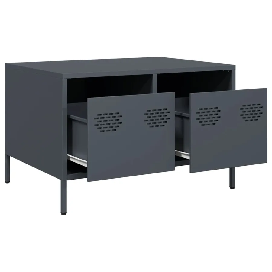 Meuble TV anthracite 68x50x43,5 cm acier laminé à froid - 5