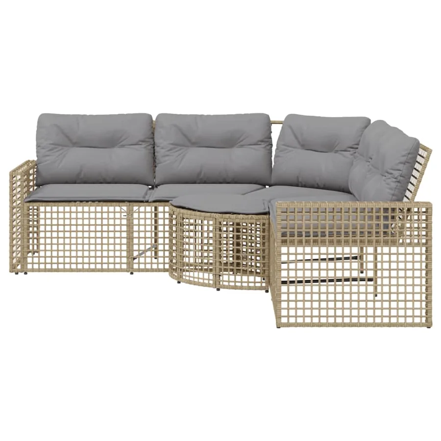 Canapé de jardin et coussins et repose-pied en forme de L rotin - 3