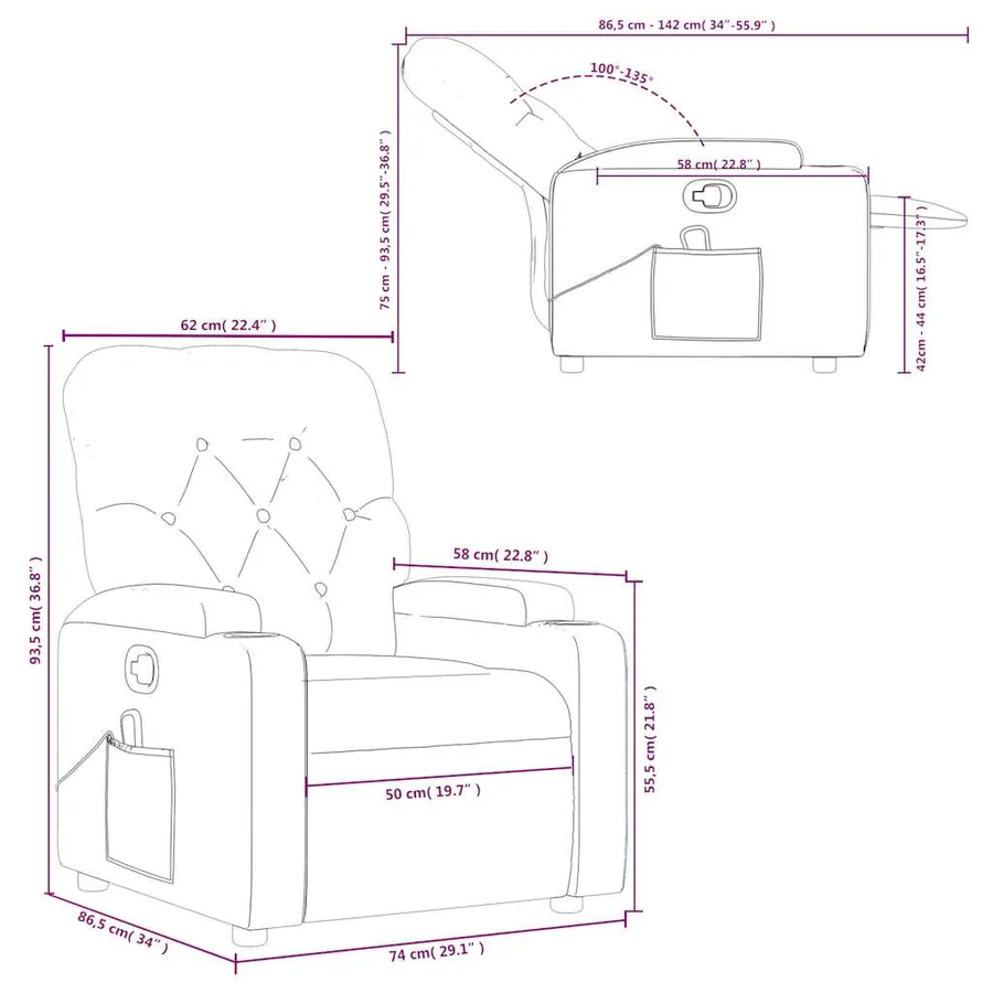 Fauteuil de massage inclinable Cappuccino Similicuir - 12