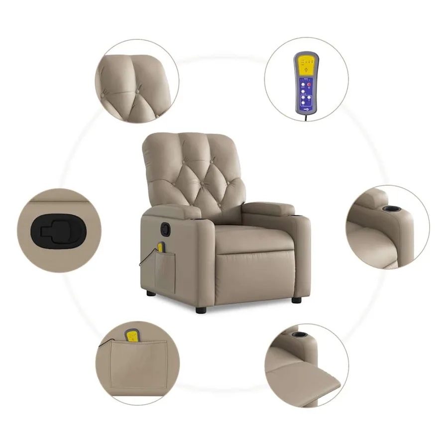 Fauteuil de massage inclinable Cappuccino Similicuir - 6