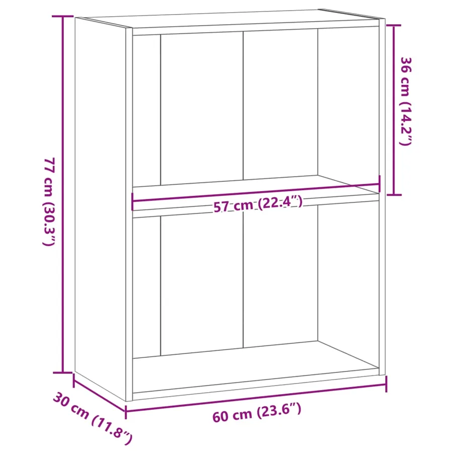Bibliothèque vieux bois 60x30x77 cm bois d'ingénierie - 9