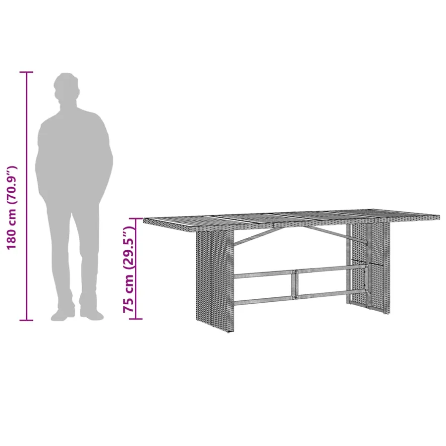 Table de jardin et dessus en bois d'acacia noir résine tressée - 10