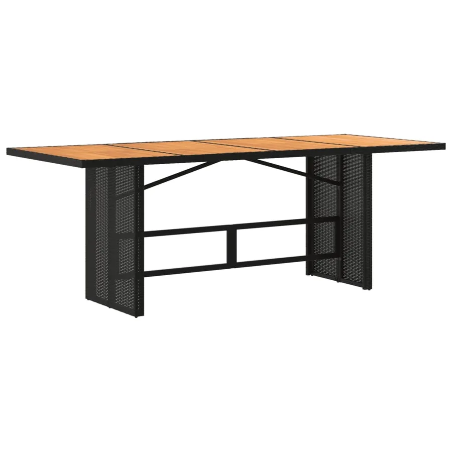 Table de jardin et dessus en bois d'acacia noir résine tressée - 6