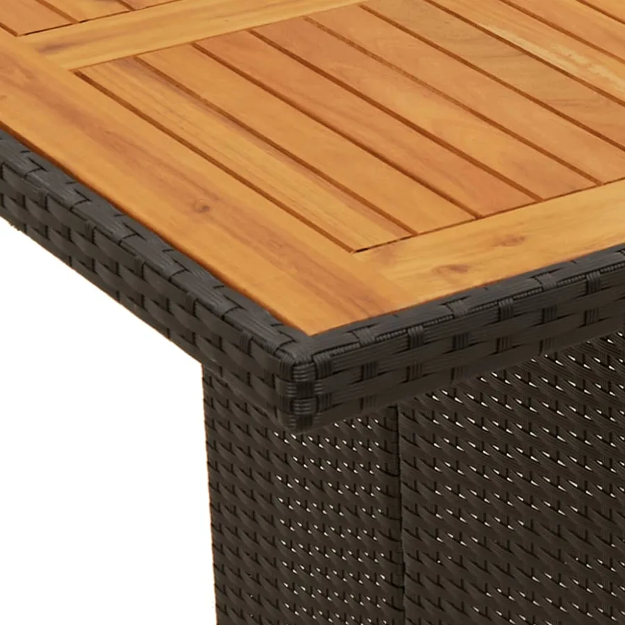 Table de jardin et dessus en bois d'acacia noir résine tressée - 8