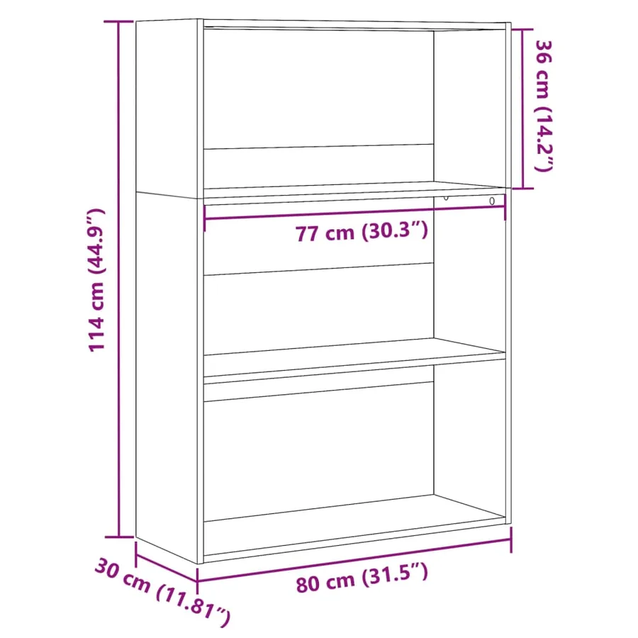 Bibliothèque blanc 80x30x114 cm bois d'ingénierie - 9