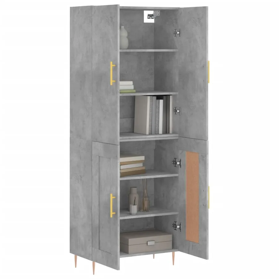 Buffet haut Gris béton 69,5x34x180 cm Bois d'ingénierie - 3