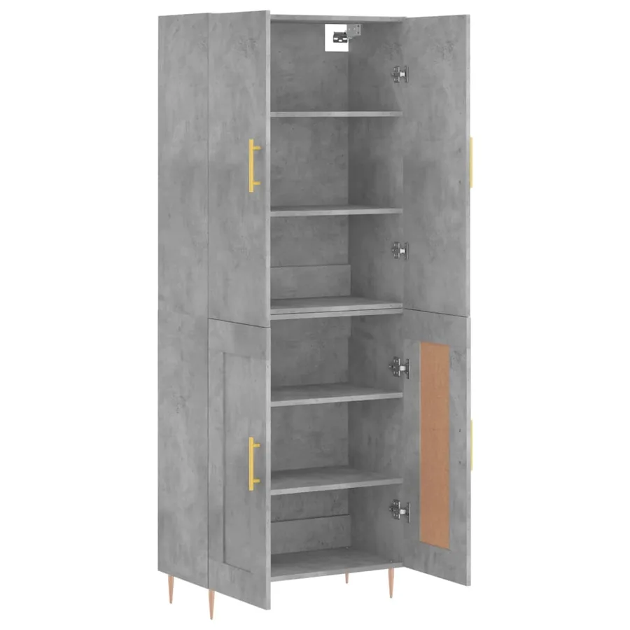 Buffet haut Gris béton 69,5x34x180 cm Bois d'ingénierie - 4