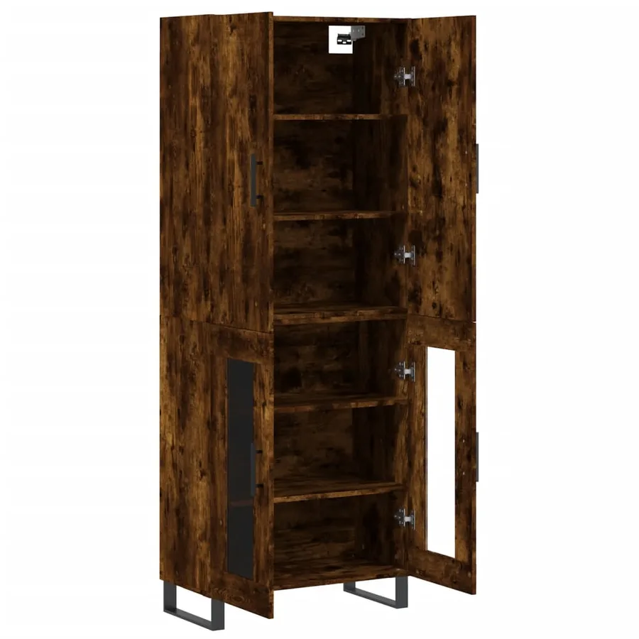 Buffet haut Chêne fumé 69,5x34x180 cm Bois d'ingénierie - 4