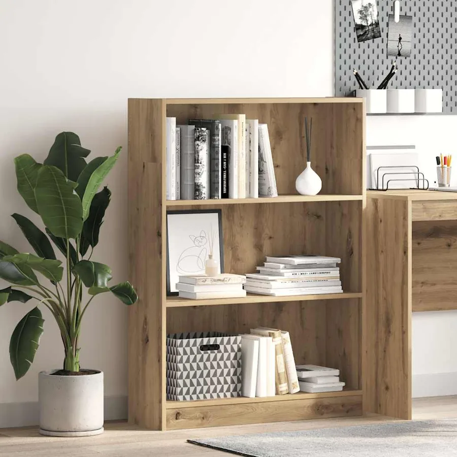 Bibliothèque chêne artisanal 80x24x109 cm bois d'ingénierie