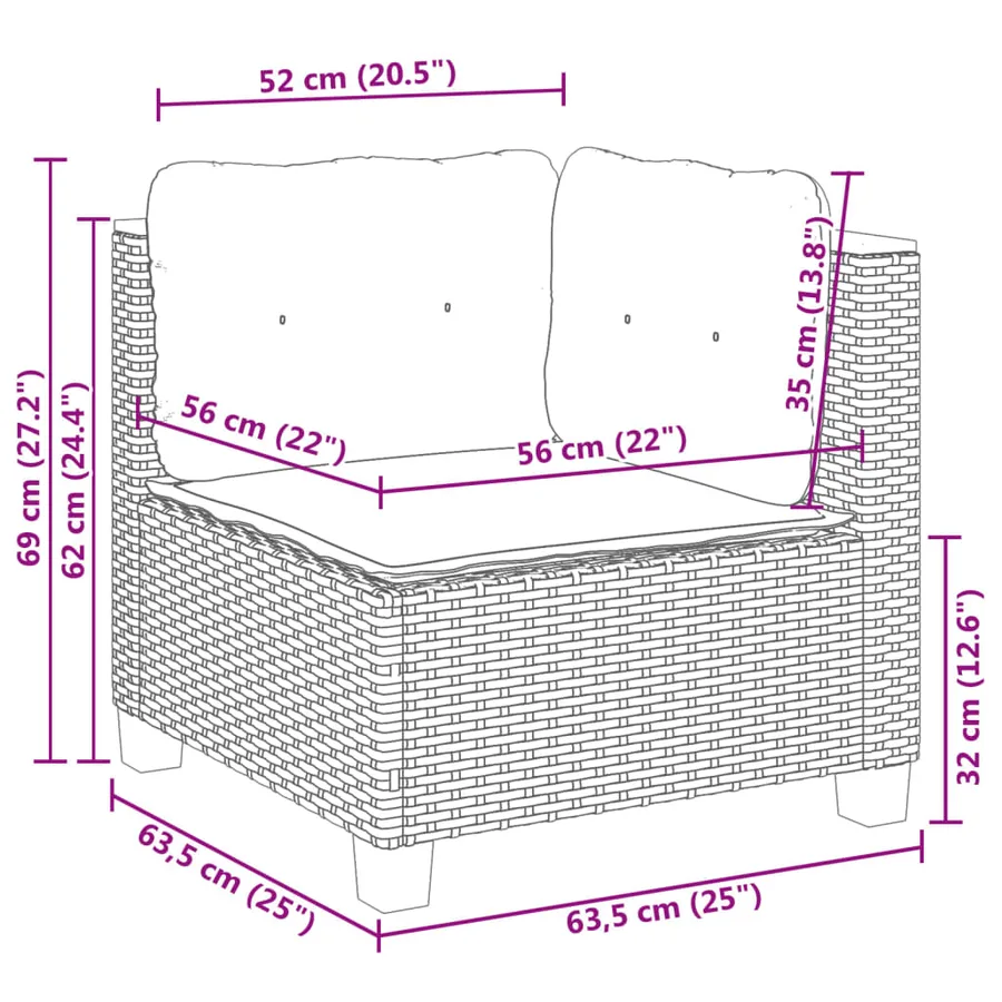 Canapé d'angle de jardin avec coussins beige résine tressée - 8