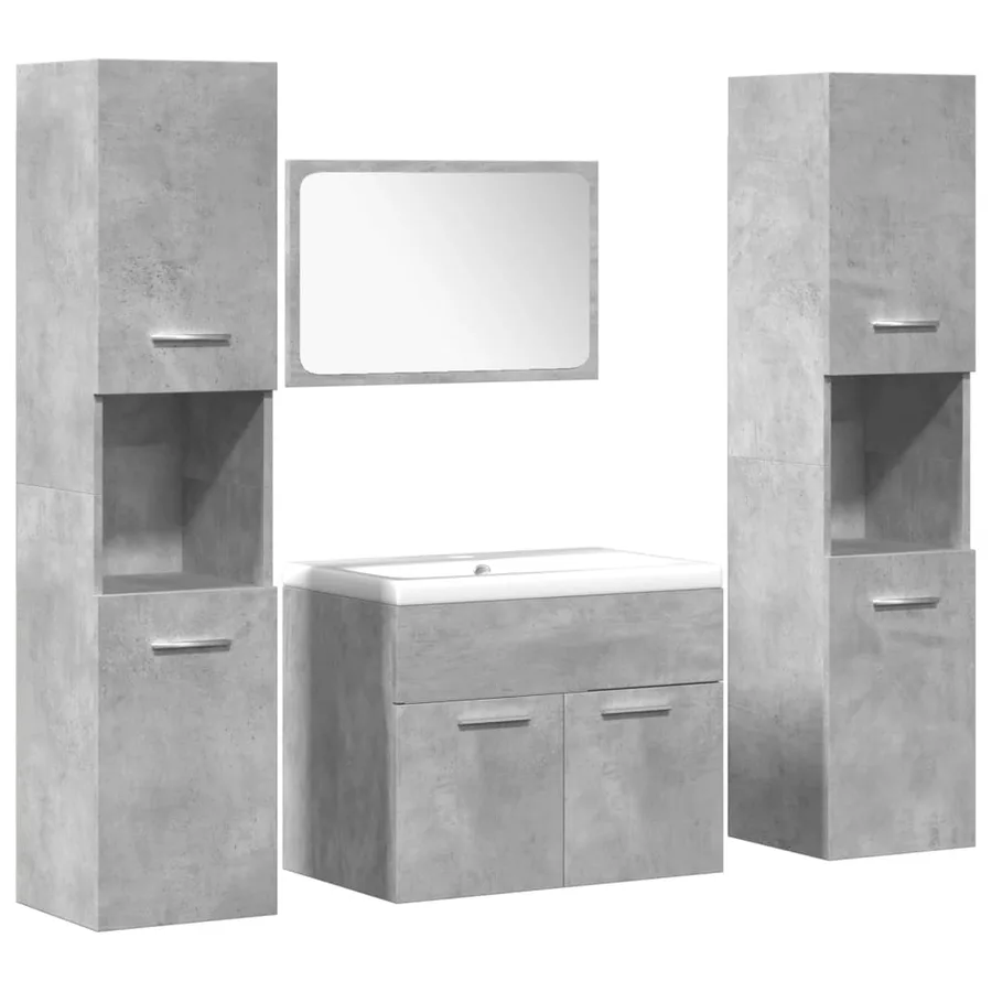 Ensemble de meubles de salle de bain 4 pcs gris béton - 2