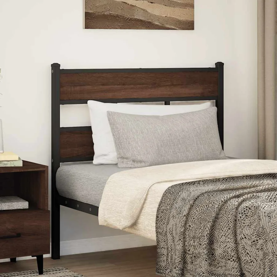 Tête de lit de remplacement chêne marron 75 cm acier et bois d'ingénierie