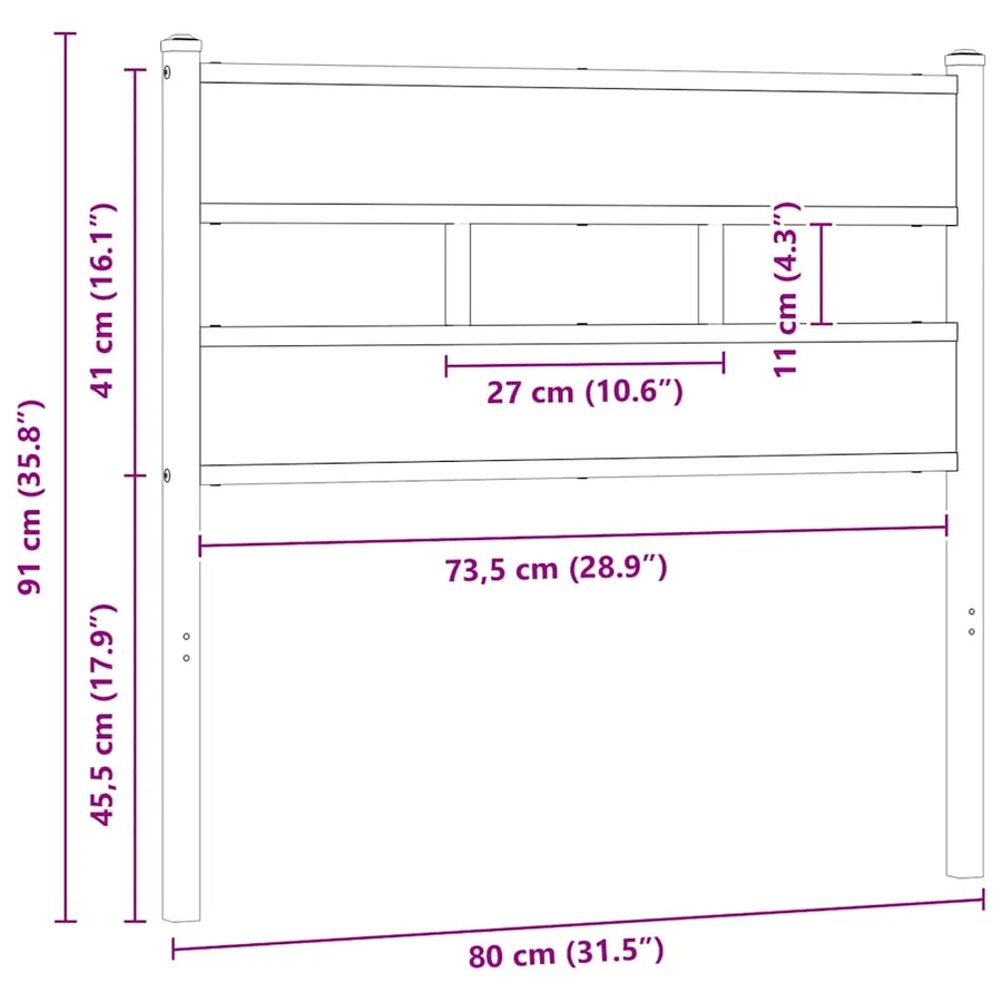 Tête de lit de remplacement chêne marron 75 cm acier et bois d'ingénierie - 6
