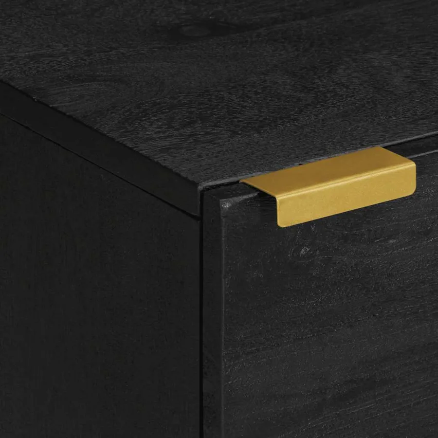 Table de chevet noir 40x33x46 cm bois de manguier solide - 7