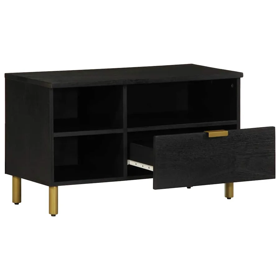 Meuble TV noir 80x33x46 cm bois d'ingénierie - 2
