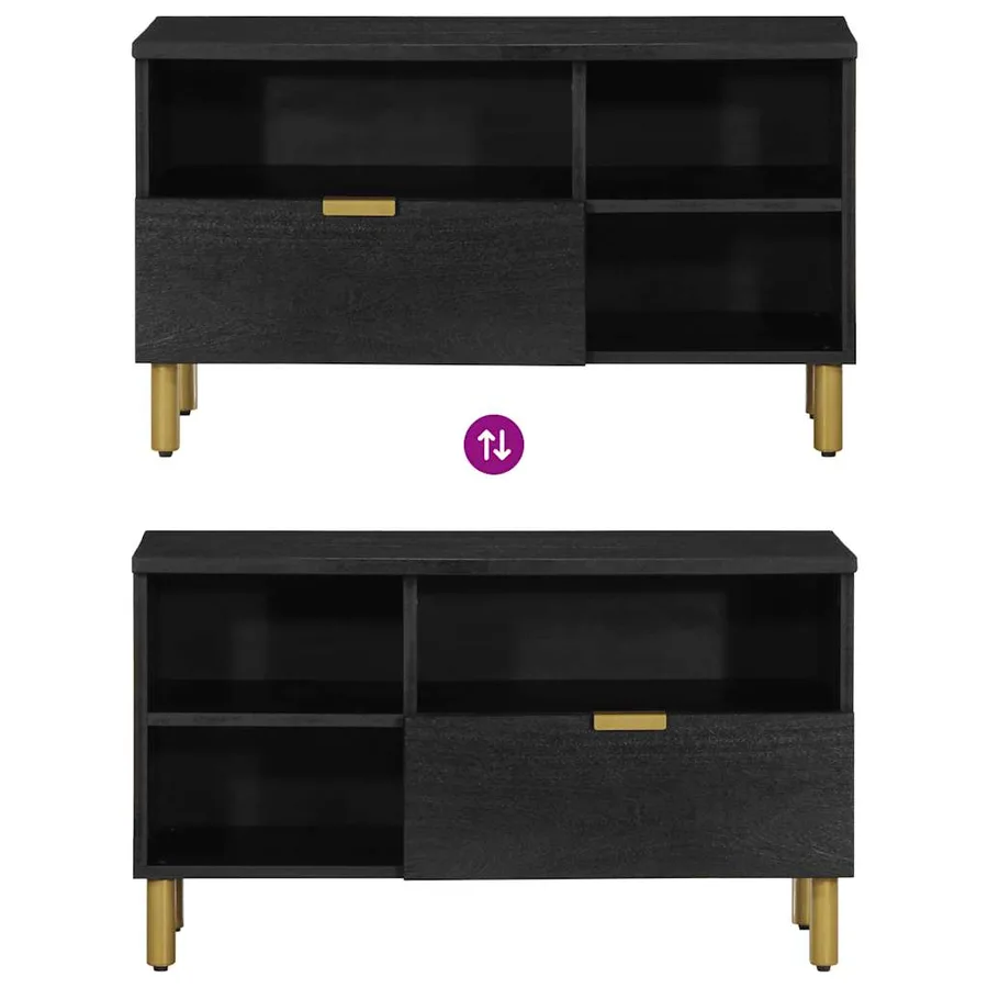 Meuble TV noir 80x33x46 cm bois d'ingénierie - 6