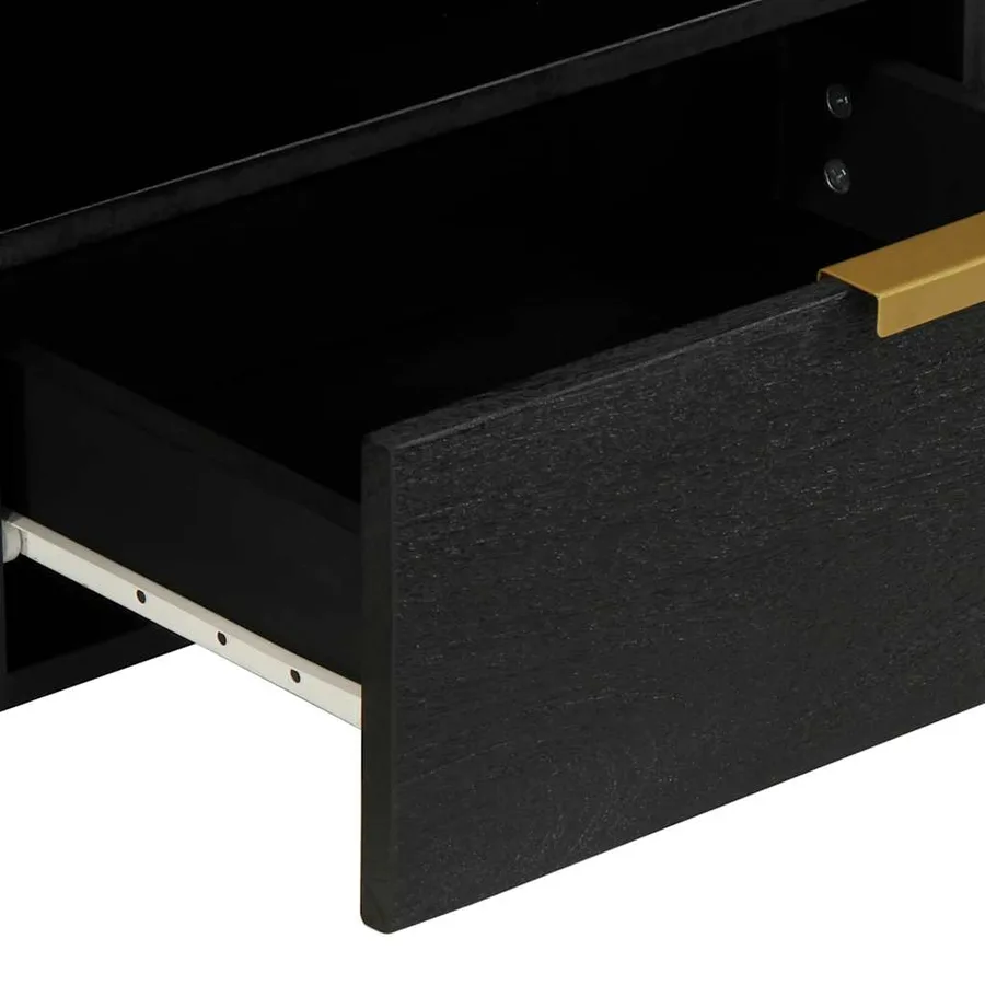 Meuble TV noir 80x33x46 cm bois d'ingénierie - 8
