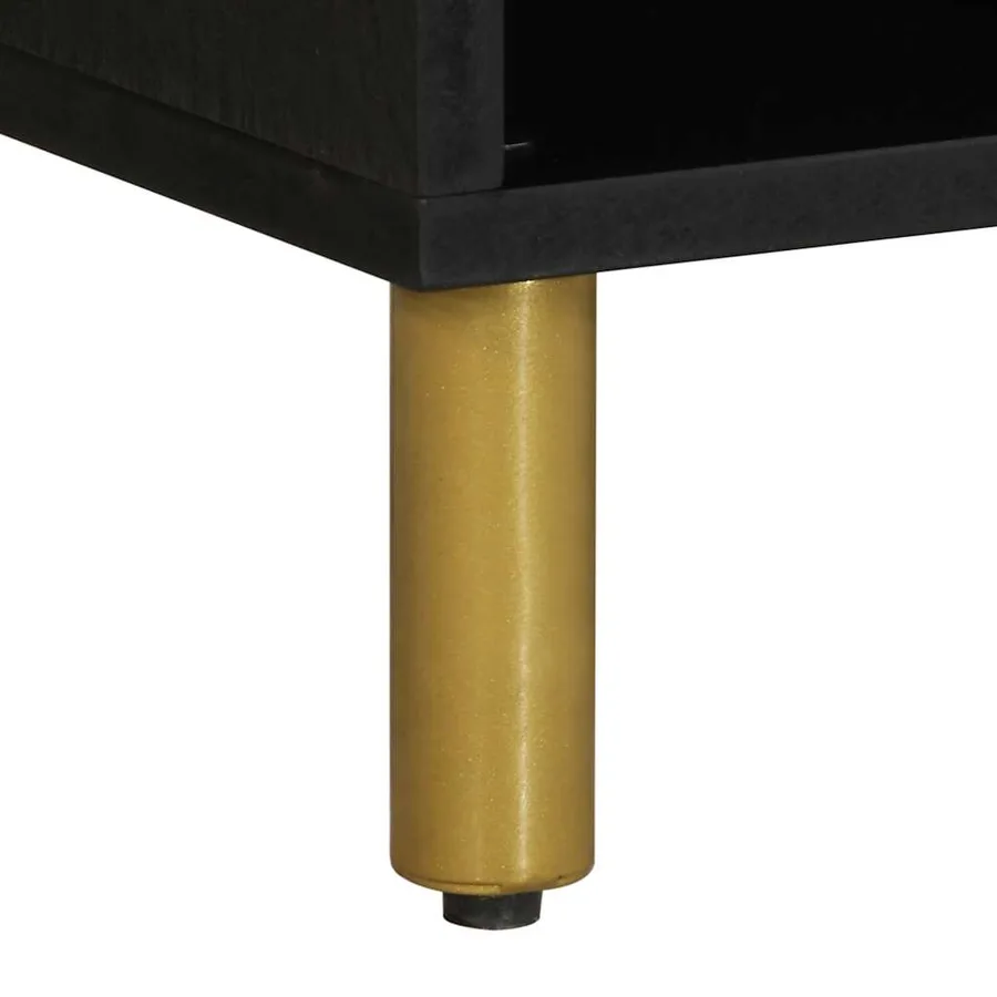 Meuble TV noir 80x33x46 cm bois d'ingénierie - 9
