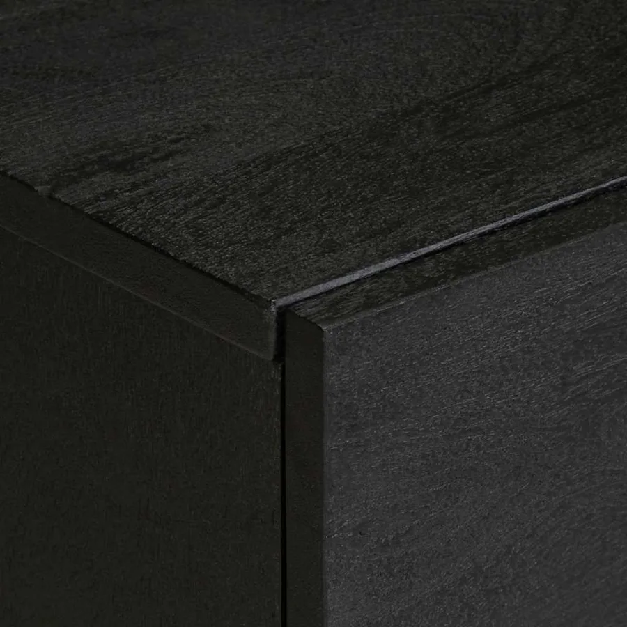 Table de chevet noir 40x33x46 cm bois de manguier solide - 6