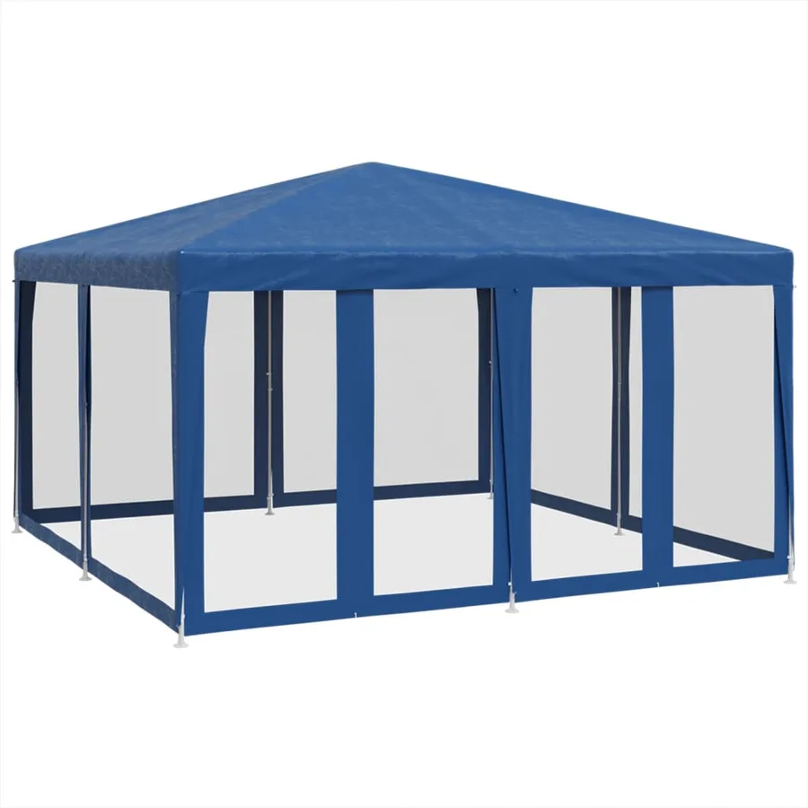 Tente de fête avec 8 parois latérales en maille bleu 4x4m PEHD - 2