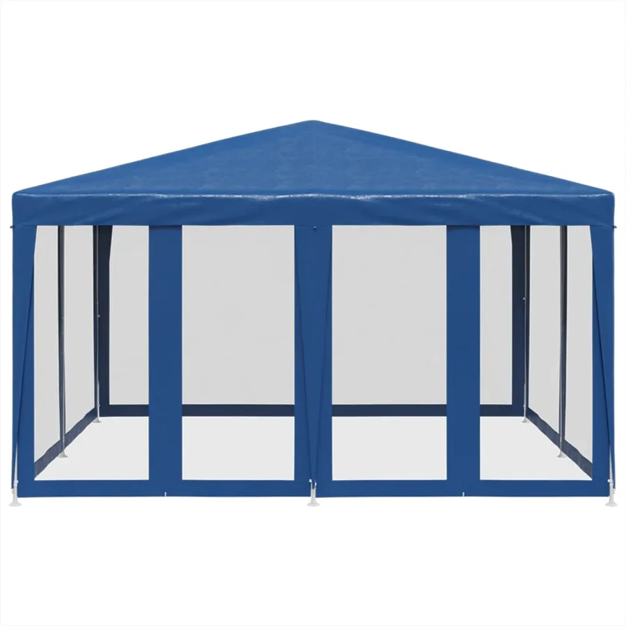 Tente de fête avec 8 parois latérales en maille bleu 4x4m PEHD - 3