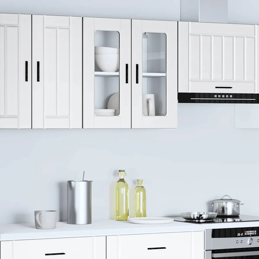 Armoire murale de cuisine avec porte en verre Porto blanc