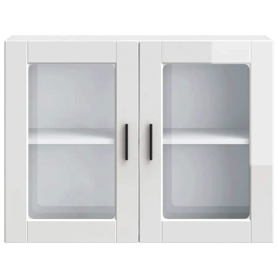 Armoire murale cuisine avec porte en verre Porto blanc brillant - 7